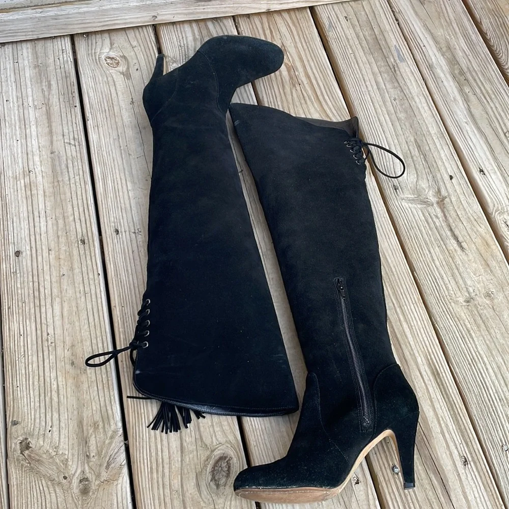Vince Camuto Cherline Black Suede Over-the-Knee Boots Size 7.5